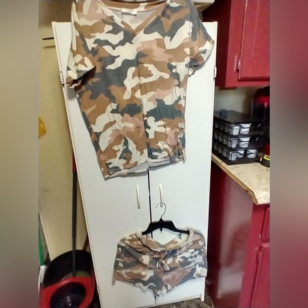 zenana matching camo short set, S